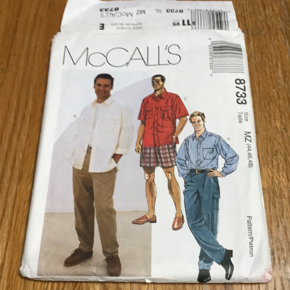 Uncut vintage sewing pattern McCall’s 8733 mens shirt, pants, shorts